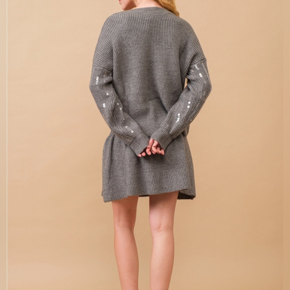 #26685 🛑M/L Sequin Loose Sweater w/ Matching Skirt 2pc set - Picture 5 of 7